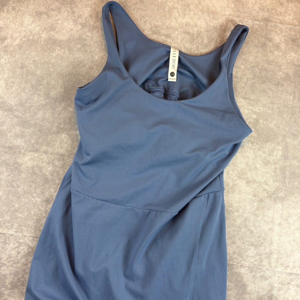 Elle Sport Active Dress Womens Large Blue Built-in Shorts Pockets Athletic